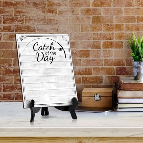 Catch of the Day 6x8 Dry Wipe Table Sign Easy Installation | Restaurant & Bar | Perfect To Clearly Direct Customers & Advertise Specials | No Pen Included - style: Catch of the Day