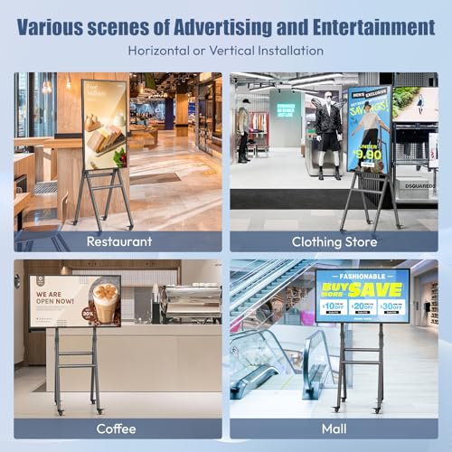 MWE 43 Inch Mobile Digital Signage Display Touchscreen Kiosk with Flight Case, Portable LCD Screen with Screen Mirroring App Publishing, Advertising Display Poster, Android OS - style: Touch-Screen