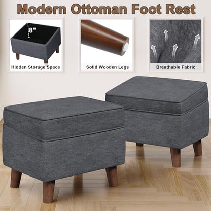 FAGAGA 18" Storage Ottoman with Adjustable Cover, Soft Step Stool - color: Light Gray, size: 15.8"D x 18.5"W x 15.8"H