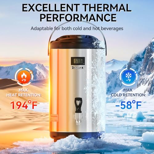 Commercial 2-Gallon Beverage Dispenser with Stand, Hot and Cold, Silver - color: Silver