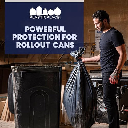 Plasticplace 95-96 Gallon Garbage Can Liners │ 1.5 Mil │ Black Heavy Duty Trash Bags │ 61” X 68” (50Count) (W95LDB15) - size: 1 Count (Pack of 50)