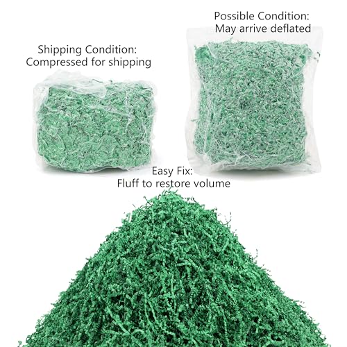 Art Secret Crinkle Cut Paper Shred Filler for Packing and Filling Gift Baskets - 2 LB (Green) - color: Green