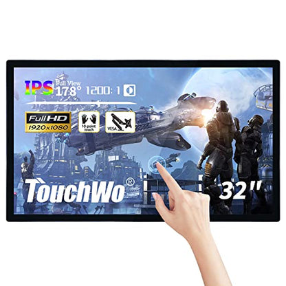 32 inch Capacitive Multi-Touch Screen Industrial Monitor, 16:9 Display 1920 x 1080P, Built-in Speakers, USB, VGA, DP & HD-MI Ports, Digital Signage Displays and Player for Advertising - size: 32-inch