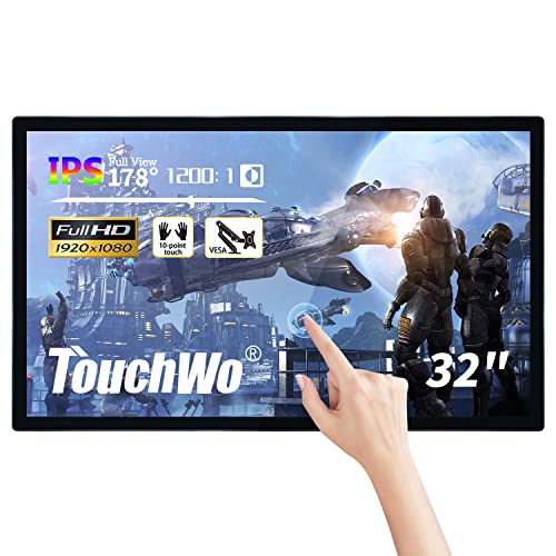 32 inch Capacitive Multi-Touch Screen Industrial Monitor, 16:9 Display 1920 x 1080P, Built-in Speakers, USB, VGA, DP & HD-MI Ports, Digital Signage Displays and Player for Advertising - size: 32-inch