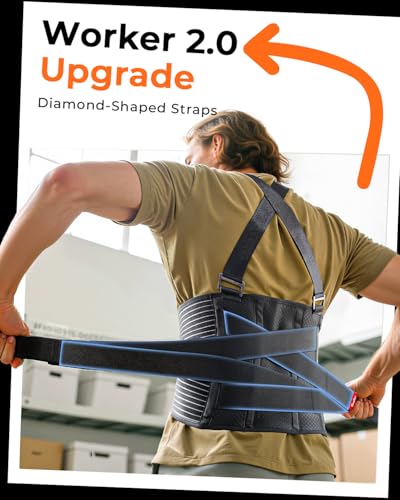 Ultra Breathable Work Back Brace for Men, Upgraded Medical-Grade Support - style: Black-Medium