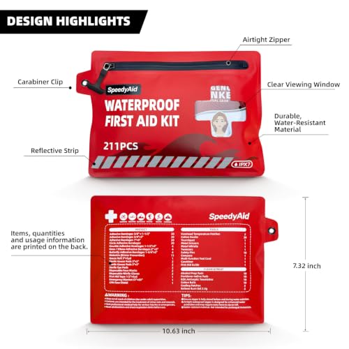 211 PCS Waterproof First Aid Kit, Emergency Supplies for Hiking & Boating