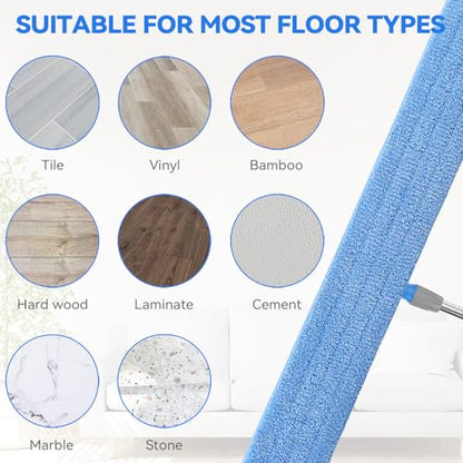 48" Microfiber Pad for Rubbermaid Commercial 48 Inch Mop Head - 4 Pack Replacement Wet & Dry Commercial Reusable Cleaning Mop Refills Fit for Any Microfiber Flat Mop System 48" - color: Blue-48inch-4pack
