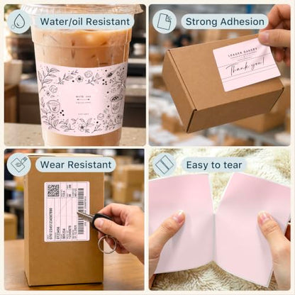 4" x 3" Thermal Labels, Pink, 500 Labels/Roll - color: Pink