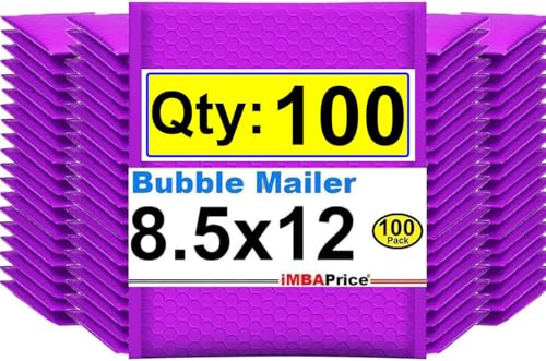 iMBAPrice 8.5x12 Inches Purple Color Polybubble Bag, 100-Pack Medium Size #2 Self Seal Poly Bubble Mailers Padded Packing Envelopes (Total 100 Bags) - color: Purple Poly Bubble, size: 8.5"x12" Poly (100 Envelopes)