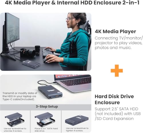4K@60Hz H.265 Ultra HD Digital Media Player & HDD Enclosure 2 in 1