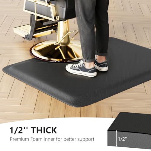 OmySalon 3ft x 4ft x 1/2inch Thick Salon Mat for Hair Stylist Anti Fatigue, Barber Floor Mat with Round Base, Hairdress Standing Matt Beauty Spa Barbershop Hairdressing Equipment - size: Rectangle 3'x4'x1/2''