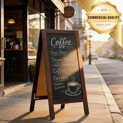 4 THOUGHT Heavy Duty A-Frame Magnetic Chalkboard 40"x20", Brown - color: Brown - Heavy Duty Series