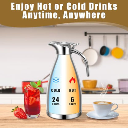 Uiifan 2 Pcs 68oz Thermal Coffee Carafe for Keeping Hot/Cold - color: Black, Silver