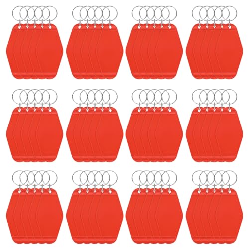 Blank Hotel Keychain Tags [60PCS] - Plastic Rhombus Blank Motel Keychain with Key Rings - color: Red