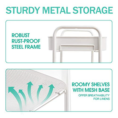 TOOLF 3 Tier Metal Rolling Cart, Utility Storage Cart with Wheels, White - color: White, size: 3-Tier