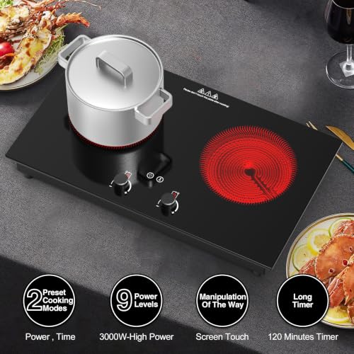 VBGK Electric Cooktop,3000W Electric Stove Top,Countertop and Built-in Hot Plate with Child Safety Lock, Timer, LED touch Knob Control,Overheat Protection,110V 2 Burner Induction Cooktop - size: 2 Burner Induction Cooktop