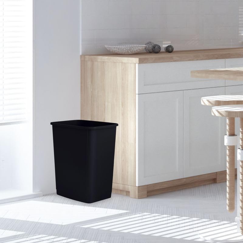 Superio Kitchen Trash Can 9 Gallon Slim Waste Bin 37 Qt Durable Plastic, Fit Small Spaces, Office, Bathroom, Under Counter (6, Black) - color: 6, Black, size: 9 Gallon