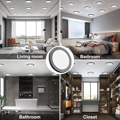 ETL 7 inch Small LED Flush Mount Ceiling Light Dimmable,5000K Daylight Ultra Slim Round Flat Panel Ceiling Light Fixture,Modern Ceiling Lamp for Closet,Kitchen,Bathroom 8 Pack Black - color: Black, size: 7 inch-8 Pack