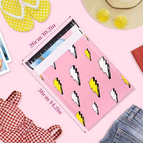 10x13 Inch Poly Mailers, Pink Lightning, 100 Pack Self Sealing - color: Flash Pink