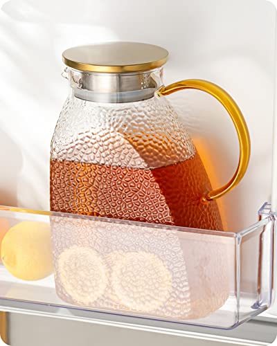 Baffect Water Pitcher Glass Jug With Lid and Spout (Hammer Pattern) - style: Hammer Pattern
