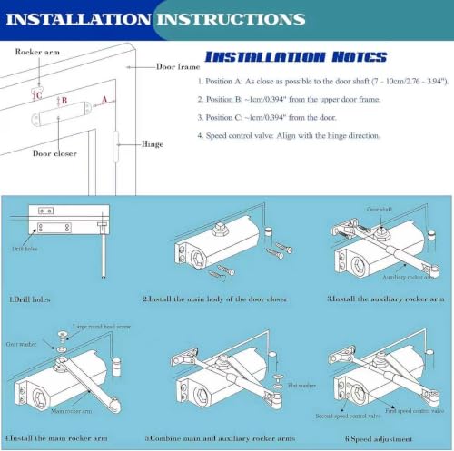 Heavy Duty Automatic Door Closer, Self Closing Hydraulic Door Closer, Soft Close No Slam, Anti Rust Aluminum, Easy DIY Install, Fits 88-143lb Doors 23-43in, for Home & Commercial Use