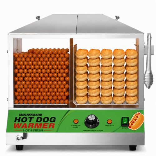 WantJoin Steam Hot Dog Steamer Hot Dog Machine - color: Green, size: 38QT
