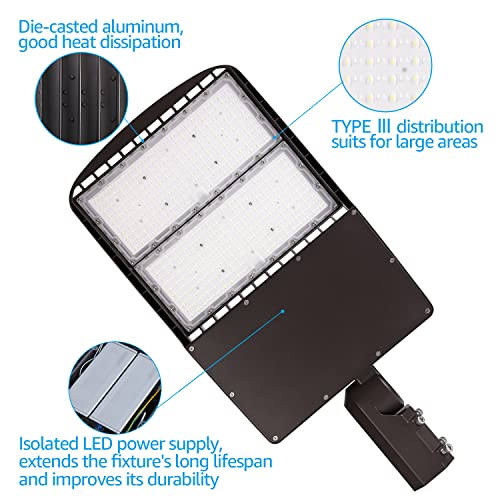 LEONLITE 300W LED Parking Lot Light, 1-10V Dimmable, 42,000lm UL & DLC - size: 27 Inch