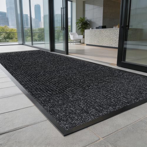 Storystore 3' x 10' Front Door, Mat Heavy-Duty Commercial Mat for Indoor/Outdoor Entryways, Non Slip Rubber Backing Low Profile for Entrance Home Office, Patio & Garage(Black) - color: Black, size: 3' x 10'