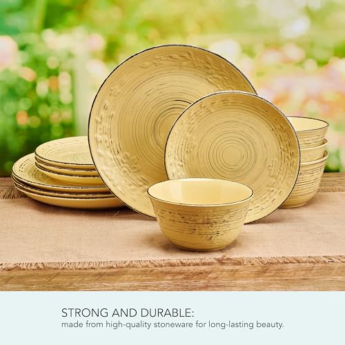 Pfaltzgraff Trellis Sunflower 12 Piece Dinnerware Set, Service for 4, Yellow - color: Yellow