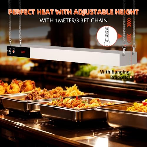 Food Heat Lamp, 36 Inch Commercial Food Heat Lamp Strip Heater, Stainless Steel Heat Lamp for Food, 1000W Infrared Food Warmer for Buffet, Cafeteria, Restaurant, Kitchen - size: 36 Inch