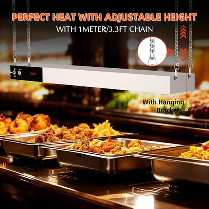 Food Heat Lamp, 36 Inch Commercial Food Heat Lamp Strip Heater, Stainless Steel Heat Lamp for Food, 1000W Infrared Food Warmer for Buffet, Cafeteria, Restaurant, Kitchen - size: 36 Inch