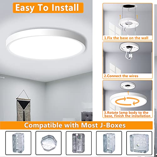 4 Pack LED Flush Mount Ceiling Light Fixture, 9inch LED Ceiling Light White - color: White, size: 9Inch-4Pack