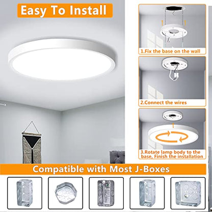 4 Pack LED Flush Mount Ceiling Light Fixture, 9inch LED Ceiling Light White - color: White, size: 9Inch-4Pack