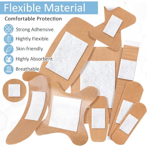 Geiserailie 300 Pcs Adhesive Fabric Bandages Bulk,Flexible Fabric Bandage - style: Flexible Fabric Bandage