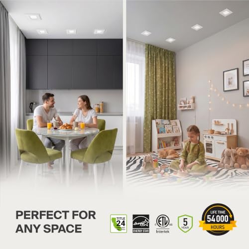 ASD LED Retrofit 4 Inch Recessed Lights - Square 9W 709LM 2700-5000K Recessed Lighting 4 Inch, Wet Rated Dimmable Can Lights, Baffle Trim Wafer Lights, UL 12 Pack - color: White, size: 12 Pack