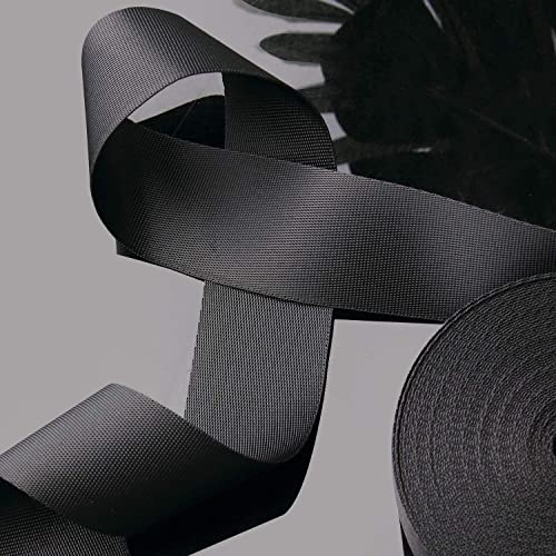 1 Inch Wide 10 Yards Black Nylon Webbing Strap，Polypropylene Straps for Bags, Hammocks, Outdoor Climbing and DIY Making Luggage Strap, Pet Collar, Backpack Repairing - color: Black-1 inch
