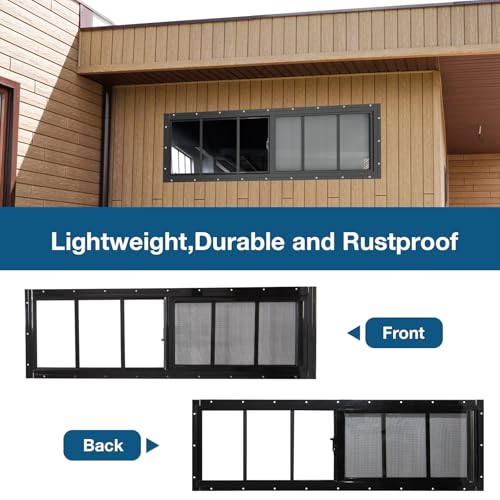 Yuzzy Shed Windows 2 Pack, 12"x36" Sliding Windows Transom Window with Tempered Glass and Removable Fiberglass Screen for Shed, Chicken Coop, Playhouse, Household, Garage, Barns (Black) - color: Black, size: 12"x36"