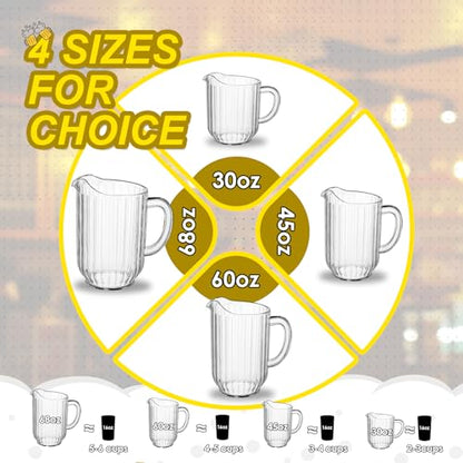 60 Oz Plastic Beer Pitcher Set,Commercial Grade Anti-Drip Restaurant Water Pitcher with Handle,Frost-Resistant Design,Ideal for margarita, Sangria, Lemonade Iced Tea (2 Pack, 60oz(1800ml)) - color: 2 Pack, size: 60oz(1800ml)