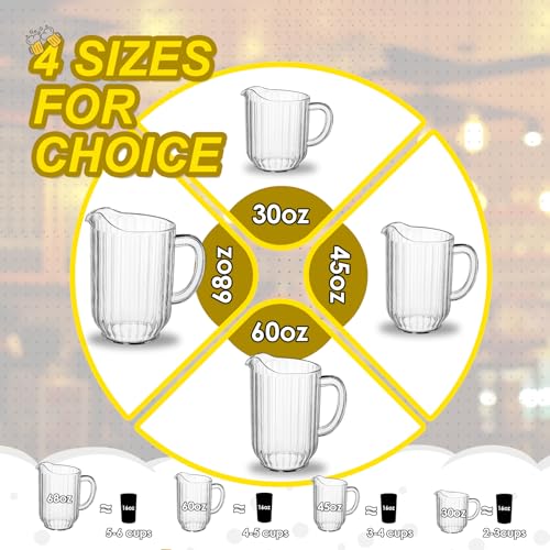 68 Oz Plastic Beer Pitcher Set,Commercial Grade Anti-Drip Restaurant Water Pitcher with Handle,Frost-Resistant Design,Ideal for margarita, Sangria, Lemonade Iced Tea (12 Pack, 68oz(2000ml)) - color: 12 Pack, size: 68oz(2000ml)