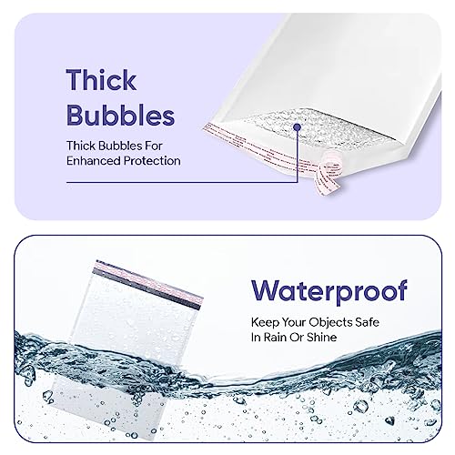 Small Bubble Mailers 4x8, Poly Padded Envelopes #000, 500 Pack Bulk - color: White, size: 4"x8" / 500 Pack