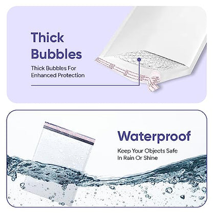 Small Bubble Mailers 4x8, Poly Padded Envelopes #000, 500 Pack Bulk - color: White, size: 4"x8" / 500 Pack