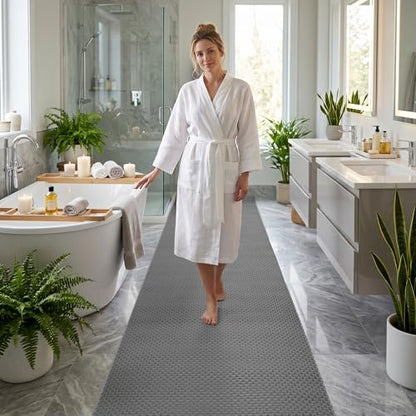 3x10ft PVC Drainage Floor Mat Pool Mat Non Slip Commercial Rubber Flooring Hollow Splash Matting Mesh Roll Wet Area Safety Mat for Outdoor Indoor Restaurant Kitchen Bathroom Garage Patio, Gray - size: 3x10ft