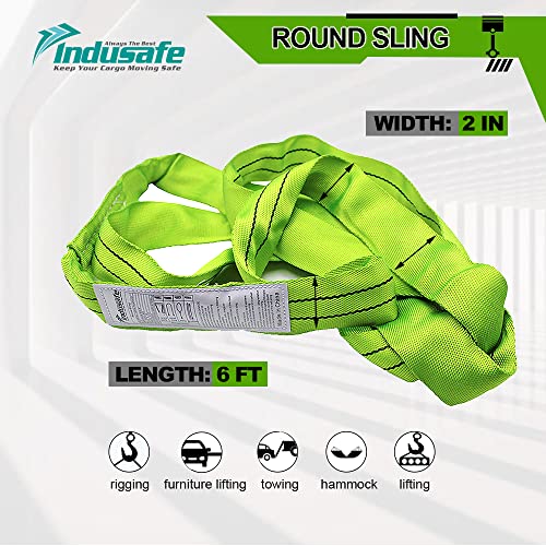 Green Polyester Endless Round Sling Heavy Duty Poly Lifting Sling 5300lbs Vertical Capacity, 9 Feet Length, Pack of 4 - size: 4 Pack