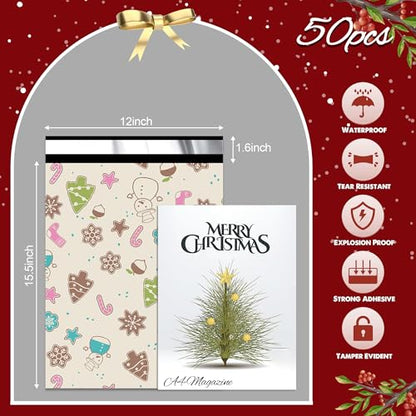 Christmas Poly Mailer 12x15.5 Inch 50 Pcs, Christmas Elements - color: Christmas Elements, size: 12x15.5 Inch 50Pcs