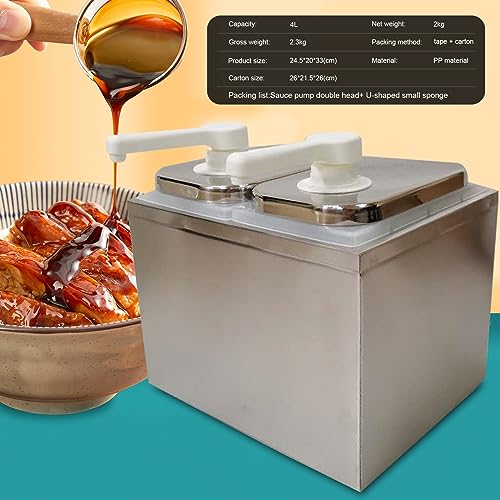 Sauce Dispenser Pump, Stainless Sauce Station Condiment Pump Station Ketchup Dressing BBQ Sauce Pumps Dispenser for Buffet, Restaurant, Cake Room, Coffee Shop Equipment (2 Head) - size: 2 Head