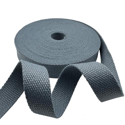 1 Inch Heavy Cotton Webbing 10 Yard Webbing Straps for Bags Handles,Tote Bag Webbing，Cloth Belt,Making Outdoor Supplies - color: Grey