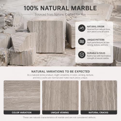 Natural Marble Square Tissue Box Holder Cover for Bathroom - color: Gray Wood Grain