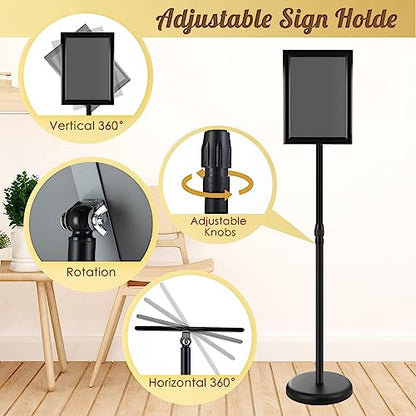 LEIFIDE 8 Pack Black 8.3 x 11.7'' A4 Adjustable Pedestal Sign Holder - color: Black, size: 8.3 x 11.7''