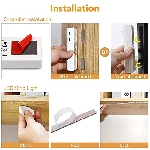 WOBANE LED Closet Light Motion Activated, White Battery Powered LED Strip - color: White, size: 6.56ft White