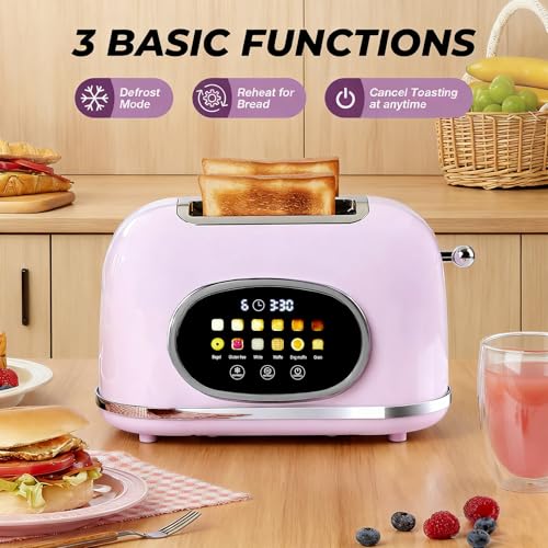 Roter Mond Toaster 2 Slice Touchscreen Stainless Steel, Light Purple - color: Pink